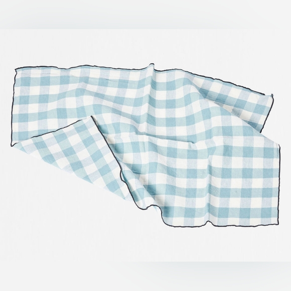NEW Anthropologie Maison de Vacances Plaid Tablecloth Linen Aqua - Picture 3 of 6
